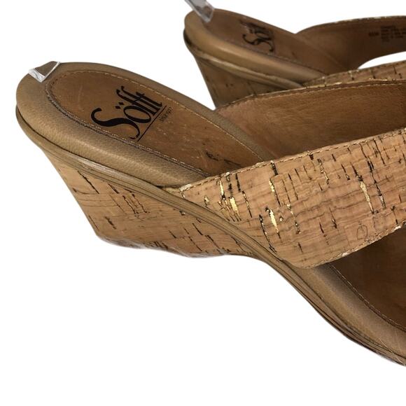 Sofft Cork Peep Toe Sandals Gold Size 8.5 - Picture 4 of 6
